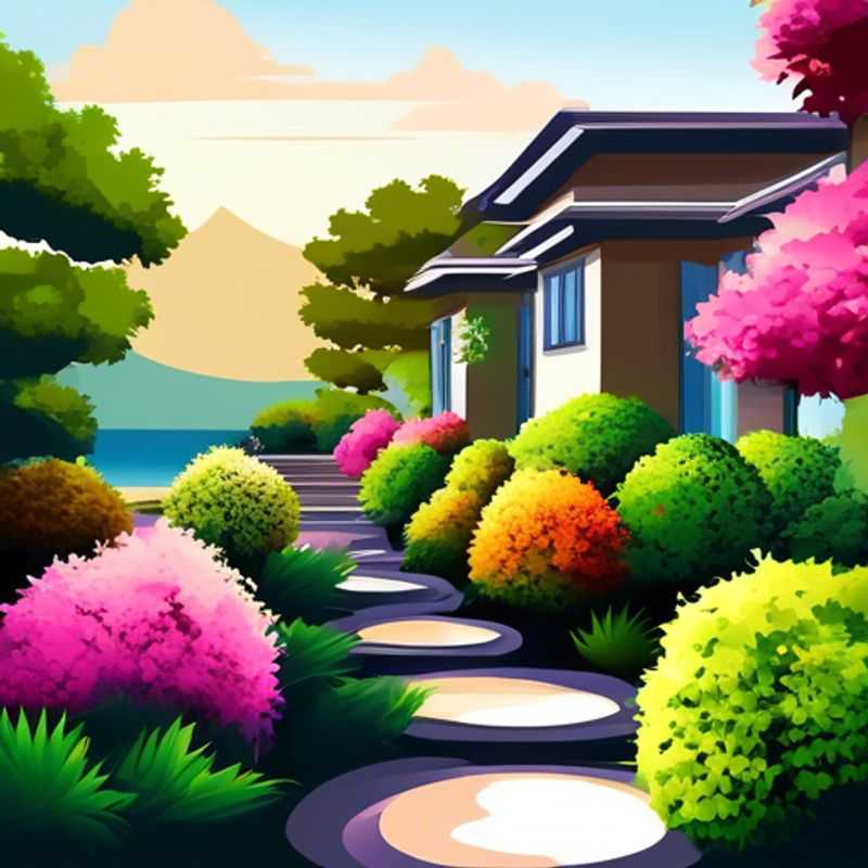 A vibrant display of beautiful shrubs planted in front of a house.